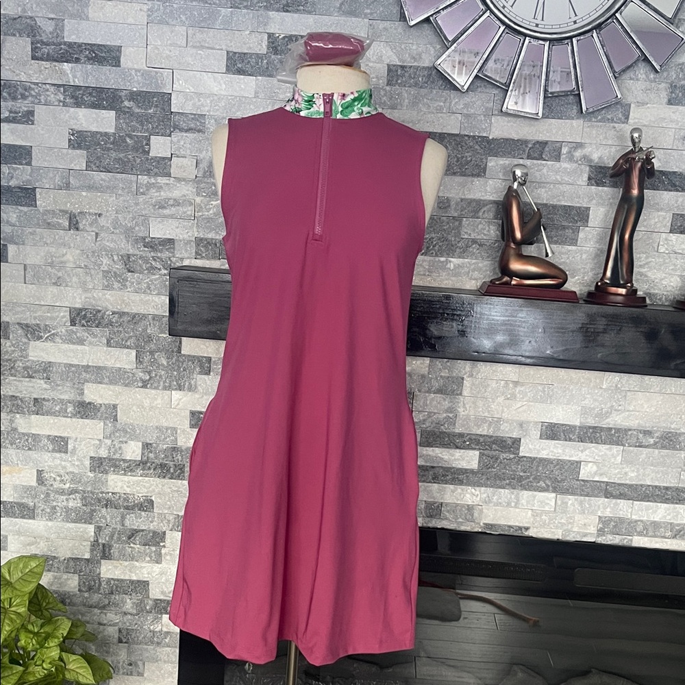 Tommy Bahama Golf Shorts/ Dress 1/4 Zip Solid Pink Sleeveless A-line Pocket Sz M